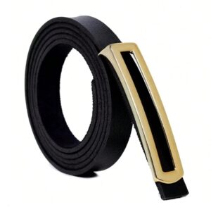 Cinto Feminino Elegante Retangular Fino Fivela Dourada