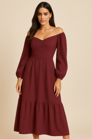 Vestido Longo Elegante De Manga Longa