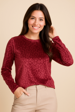 Blusa Camurça Manga Longa Vermelha